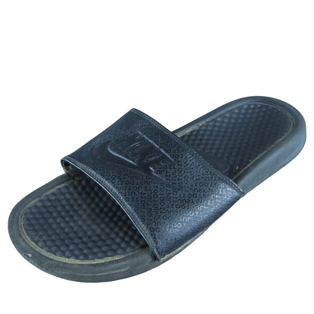 Nike  Men Slide Sandals Size 8 Medium Black Synthetic‎ Slip On